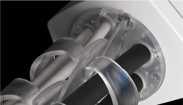 Detalle de entrada de la gu&iacute;a de cableado en la caja de mobiliario